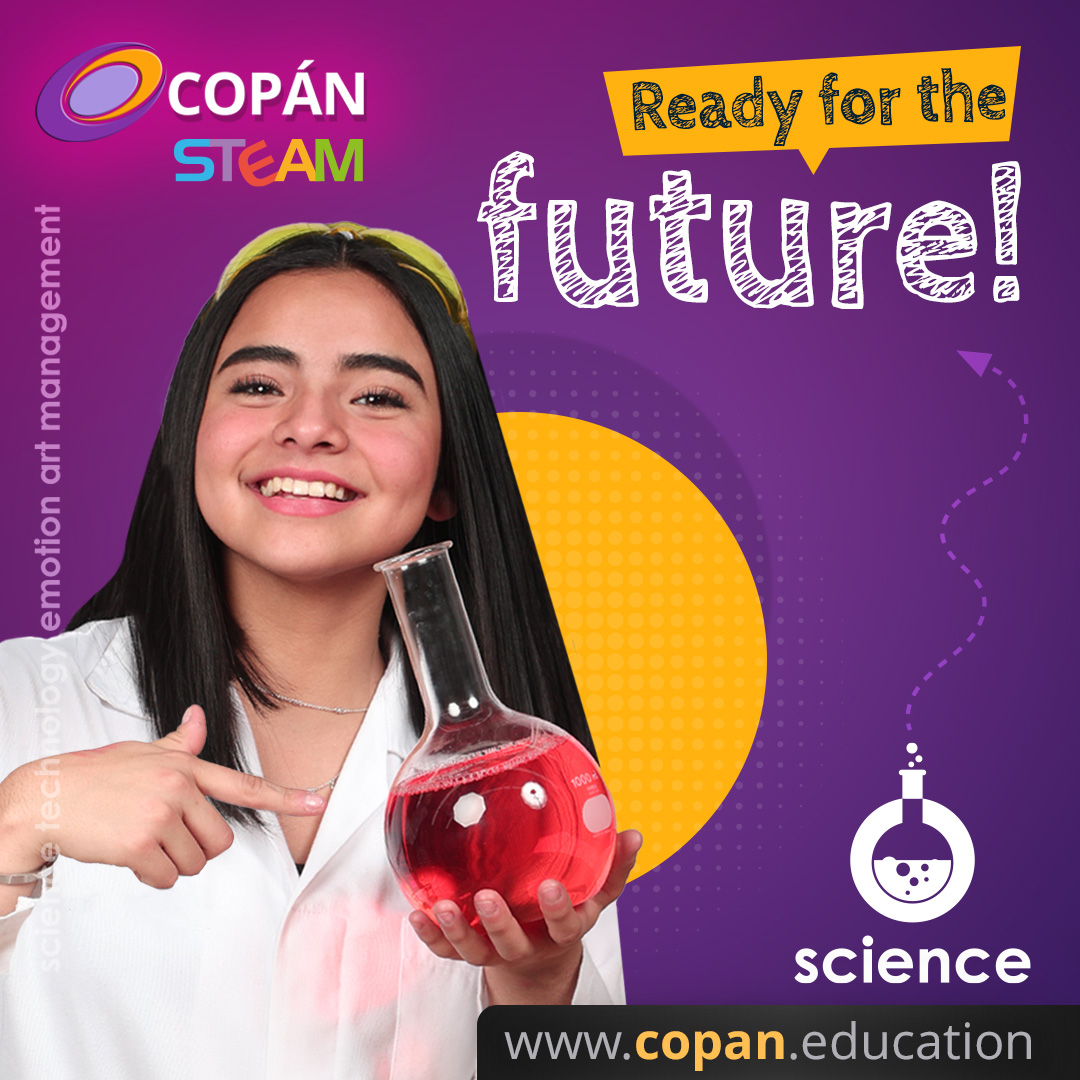 Alumna de Preparatoria Copán en laboratorio de ciencias — Ready for the Future, Campus Fuentes Satélite